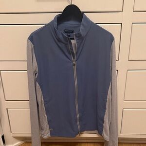 Peter Millar Crown Crafted Slate Blue & Gray Zip-Front Athletic Jacket Sweater